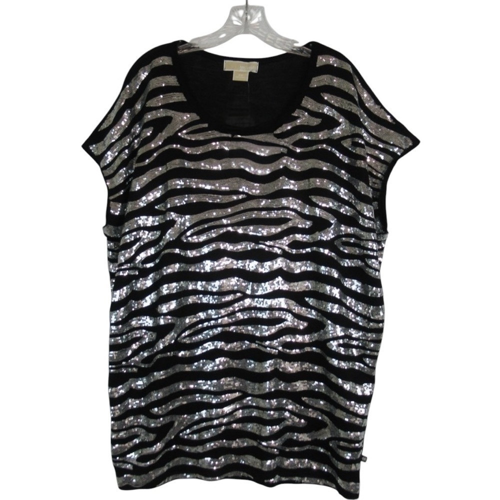 Michael By Michael Kors Sequin Zebra Stripe Top - image 6
